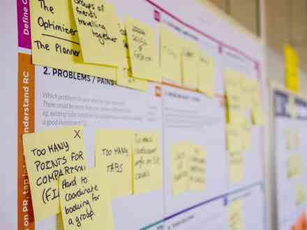 Sticky notes on a board for value proposition related planning